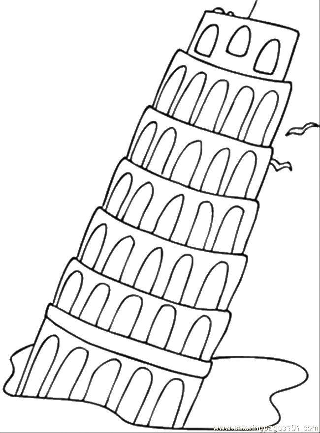 Название: Раскраска Наклоненная пизанская башня. Категория: раскраски. Теги: достопримечательности, пизанская башня.