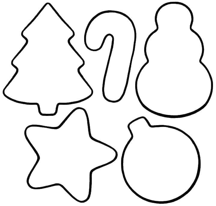 Coloring Christmas items. Category shapes. Tags:  shapes , to cut contours.