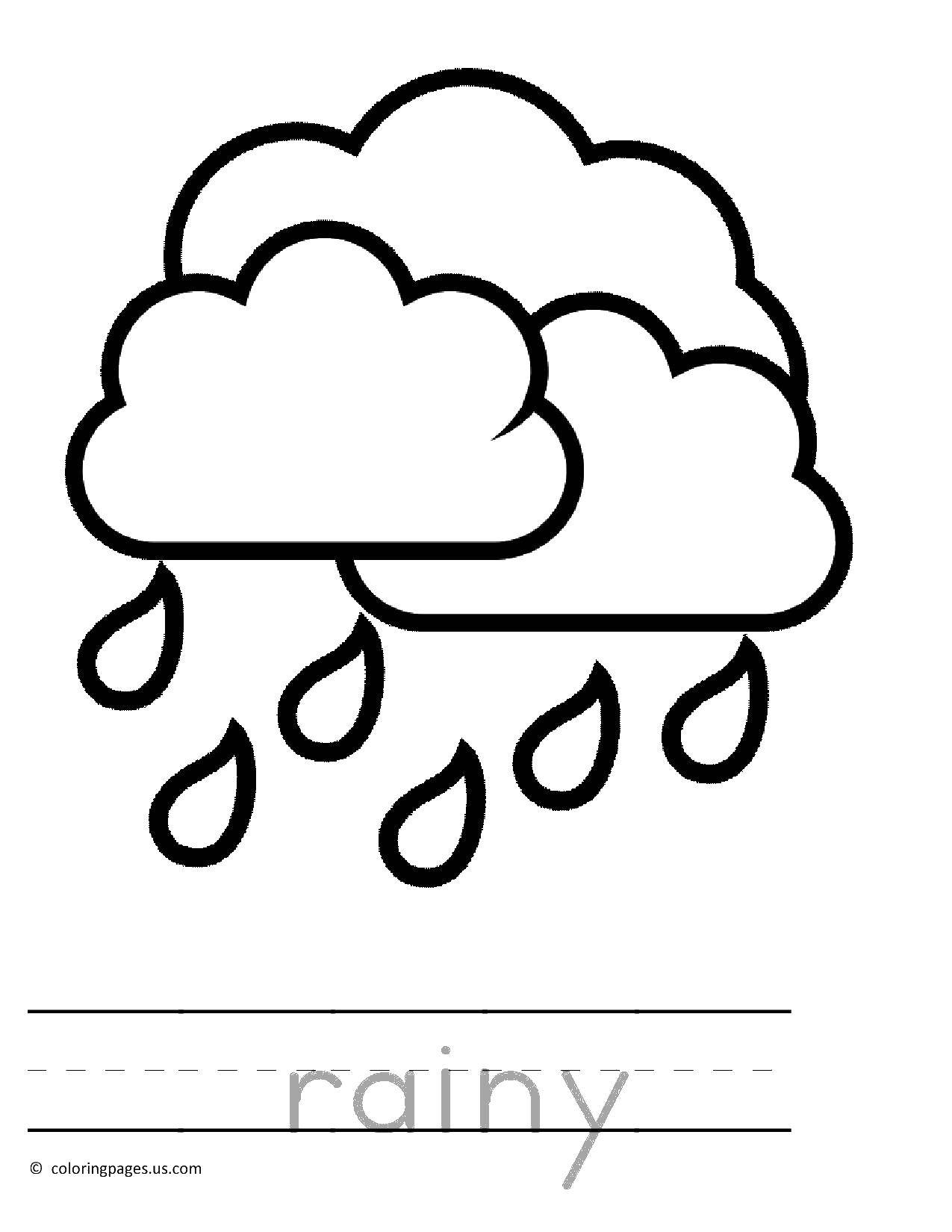 Название: Раскраска Облака с дождем. Категория: Дождь. Теги: дождь, облака, тучи.