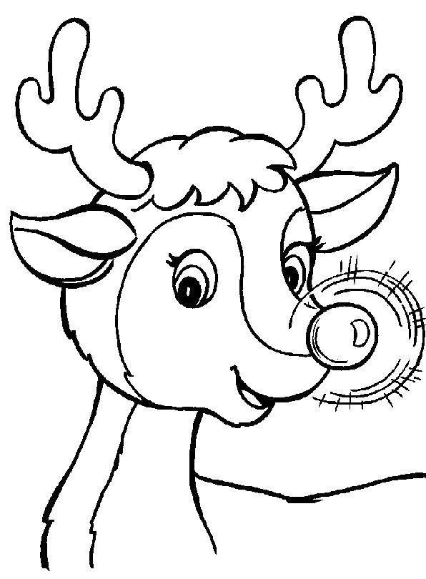 Coloring Fawn with a red nose. Category Christmas. Tags:  Christmas, deer.
