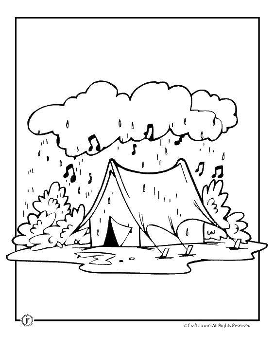Название: Раскраска Палатка. Категория: Дождь. Теги: дождь, палатка, .