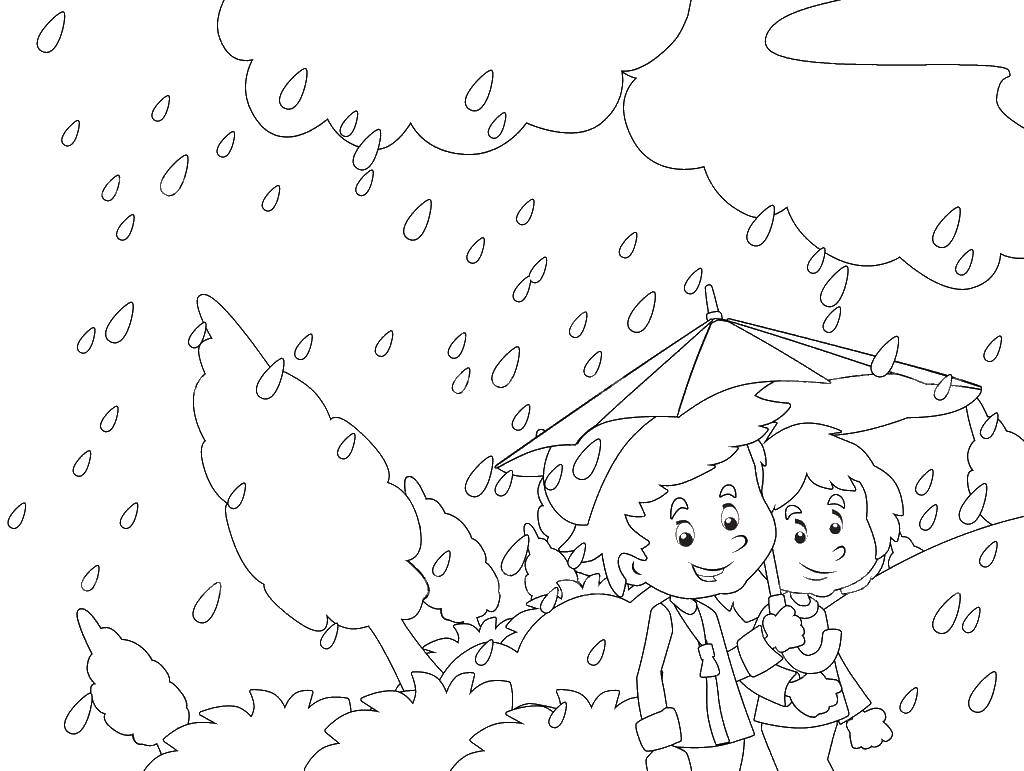 Название: Раскраска Пара под зонтом. Категория: Дождь. Теги: дождь, зонт, пара.