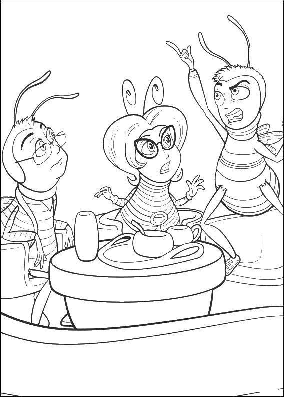 Coloring Bees. Category cartoons. Tags:  cartoon bees.