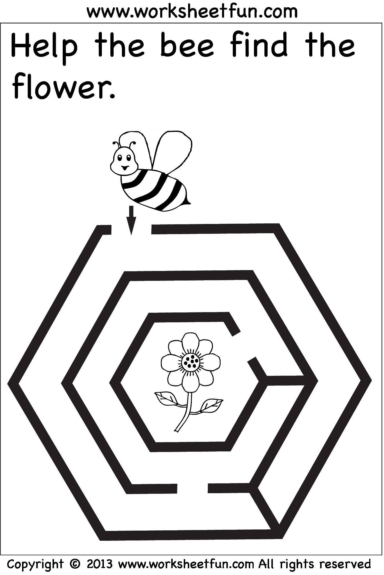 Coloring Help the bee find the flower. Category coloring. Tags:  on thinking, the maze.
