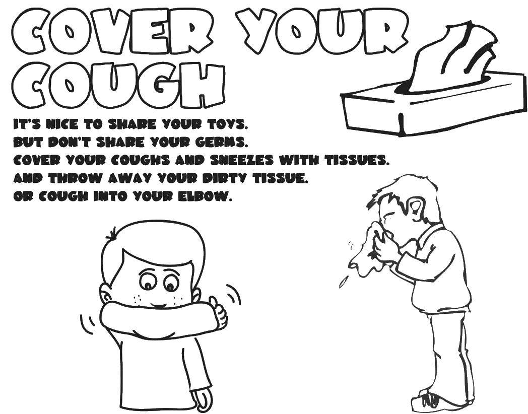 Coloring Cover your mouth while coughing. Category coloring. Tags:  germs, disease, cough.