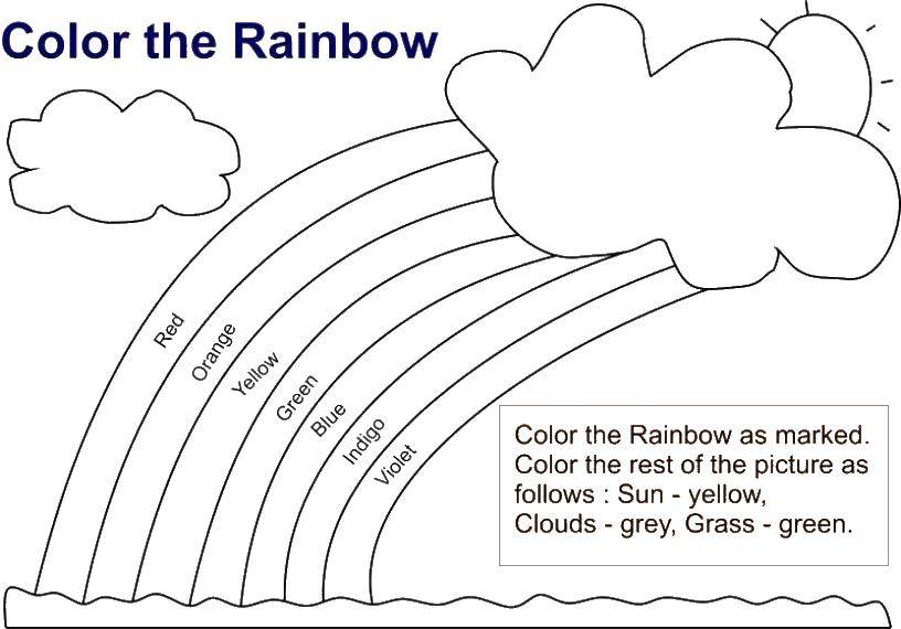 Название: Раскраска Раскрась радугу по цветам.. Категория: Контур радуги. Теги: радуга, цвета.