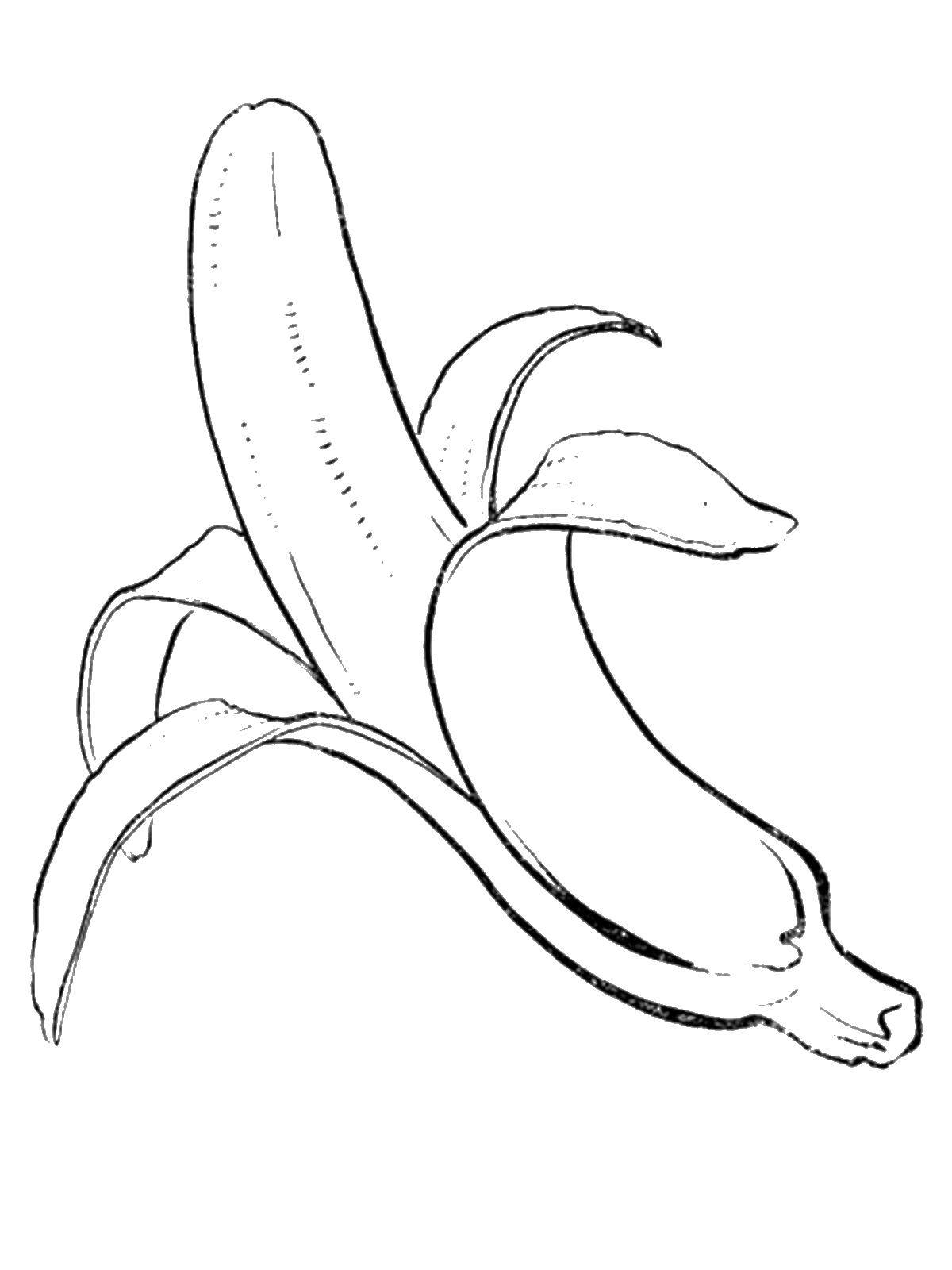 Название: Раскраска Раскрытый банан. Категория: фрукты. Теги: фрукты, бананы.
