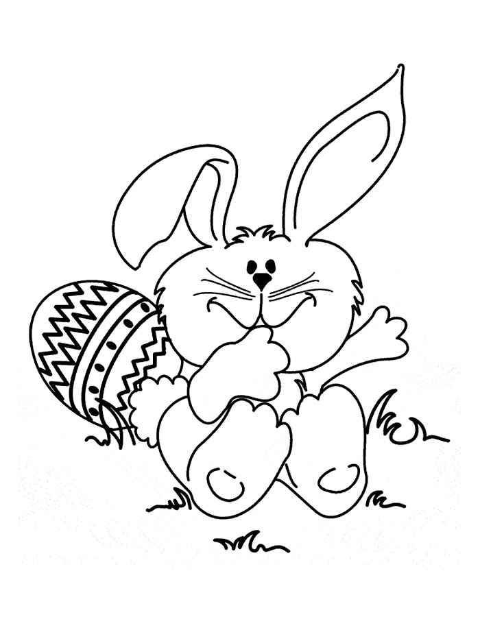 Название: Раскраска Рисунок пасхального кролика с яйцом. Категория: домашние животные. Теги: заяц, кролик.