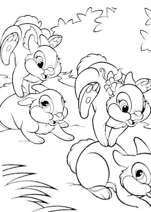 Coloring Drawing baby rabbits on the run. Category Pets allowed. Tags:  hare, rabbit.