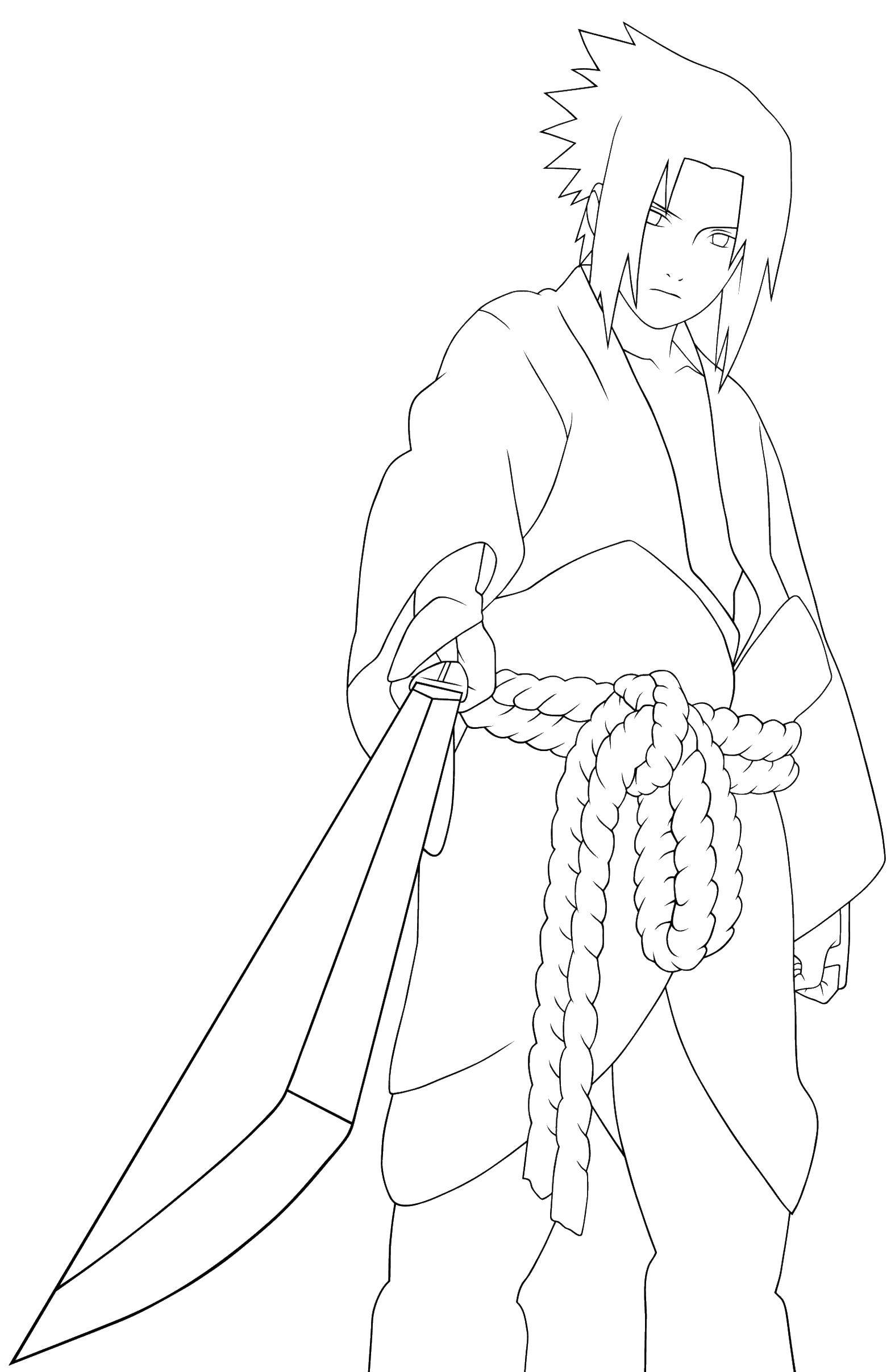 Coloring Sasuke with a sword. Category Naruto . Tags:  naruto , Sasuke.