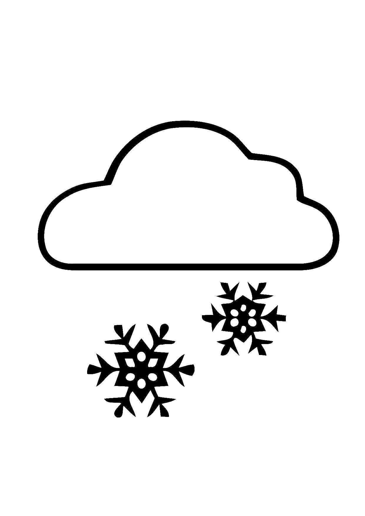 Coloring Snowfall. Category coloring. Tags:  snowfall, snowflake, cloud.