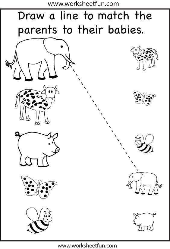 Coloring Connect parents with cubs. Category coloring. Tags:  n thinking animals.