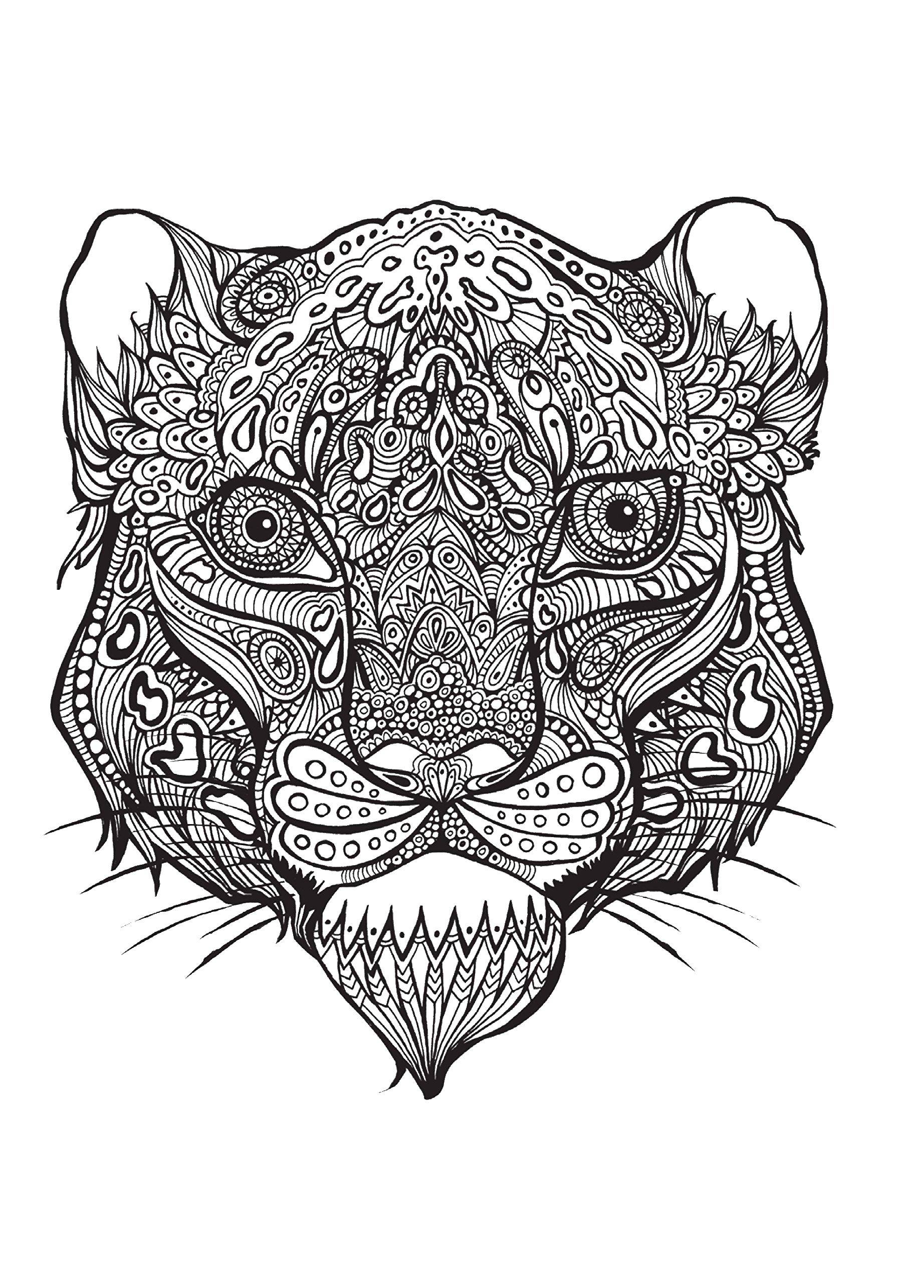Coloring Tiger. Category coloring antistress. Tags:  the tiger.
