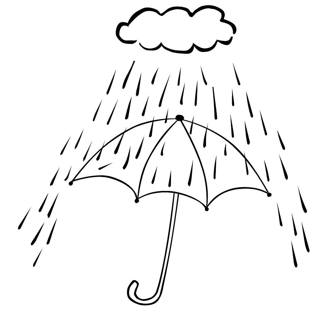 Название: Раскраска Туча, дождь, зонт. Категория: Дождь. Теги: туча, дождь, зонт.