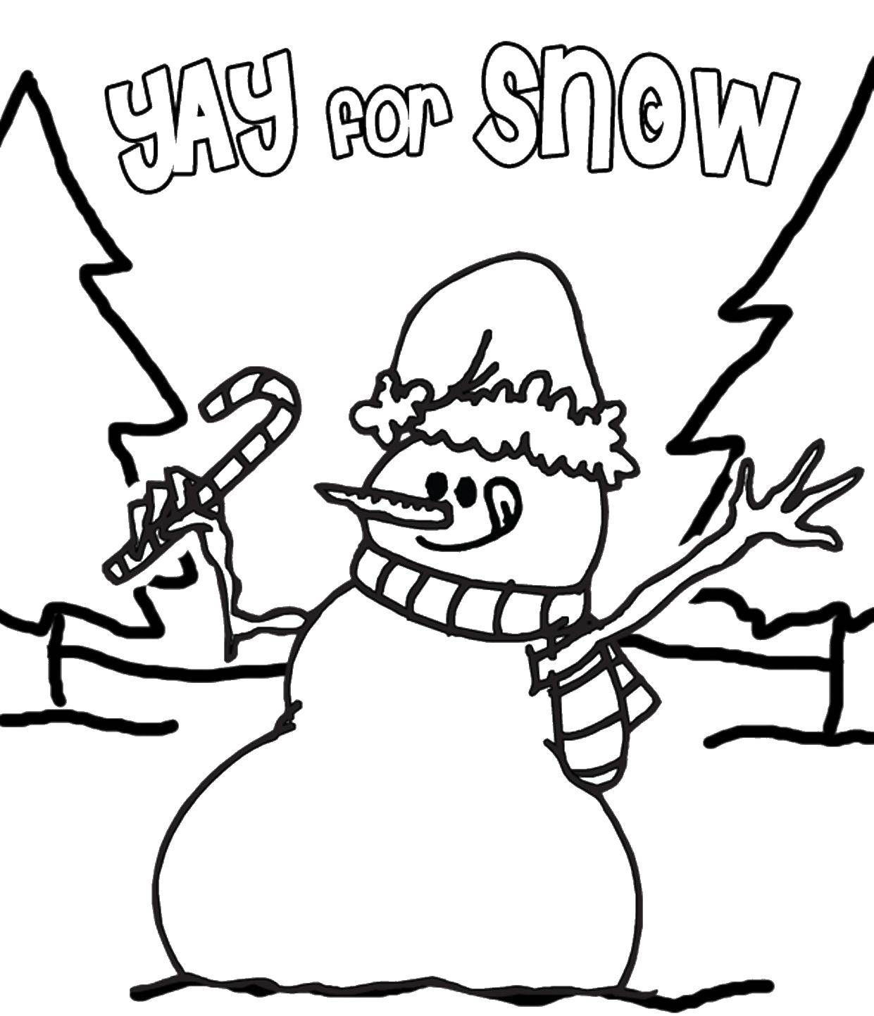 Название: Раскраска Веселый снеговик. Категория: снеговик. Теги: снеговик, снег, зима.