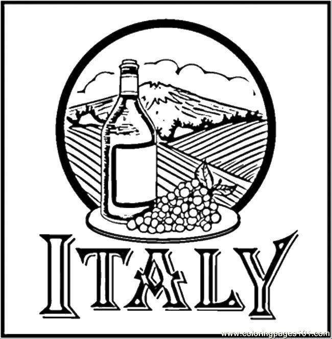 Название: Раскраска Вино и виноград. Категория: Страны мира. Теги: страны, Италия.