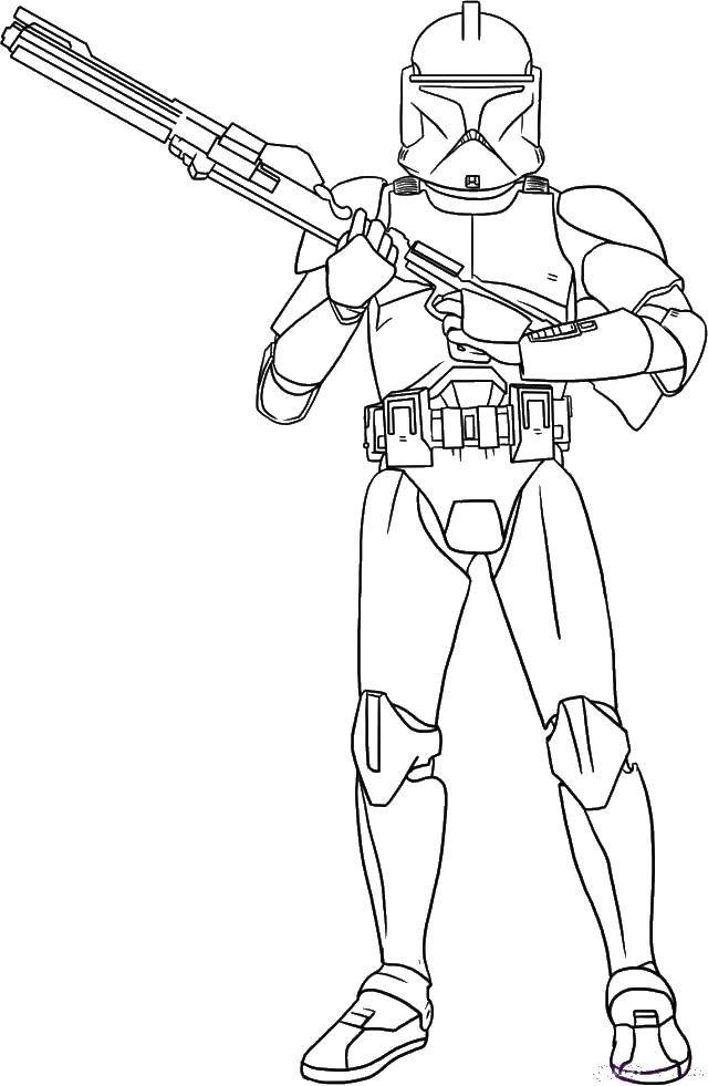 Coloring Warrior with a Blaster. Category star wars . Tags:  star wars , Blaster, fighter.
