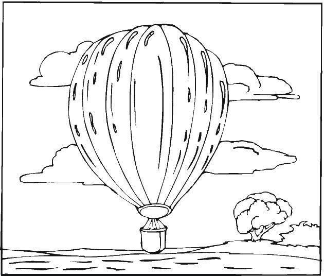 Название: Раскраска Воздушный шар над водой. Категория: воздушный шар. Теги: воздушный шар, море, вода.