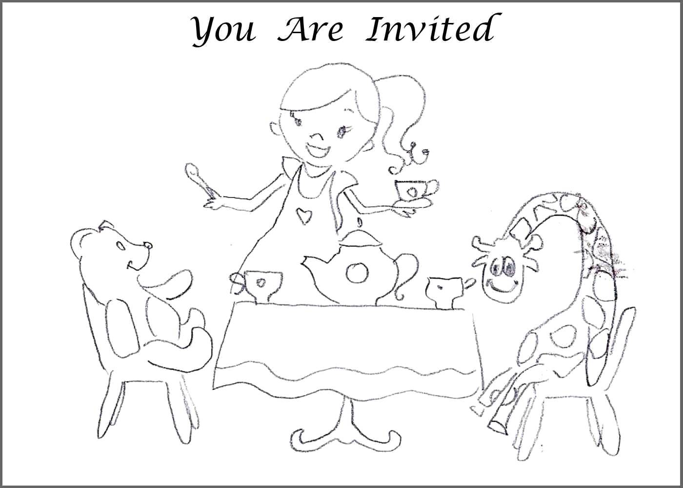 Coloring You are invited. Category coloring. Tags:  holiday , tea party.