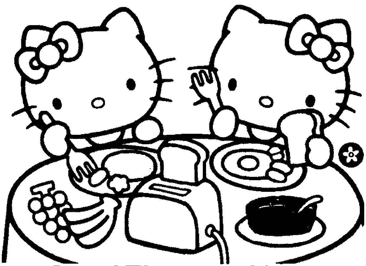 Coloring Breakfast with Hello kitty. Category Hello Kitty. Tags:  Hello kitty, Breakfast, food.