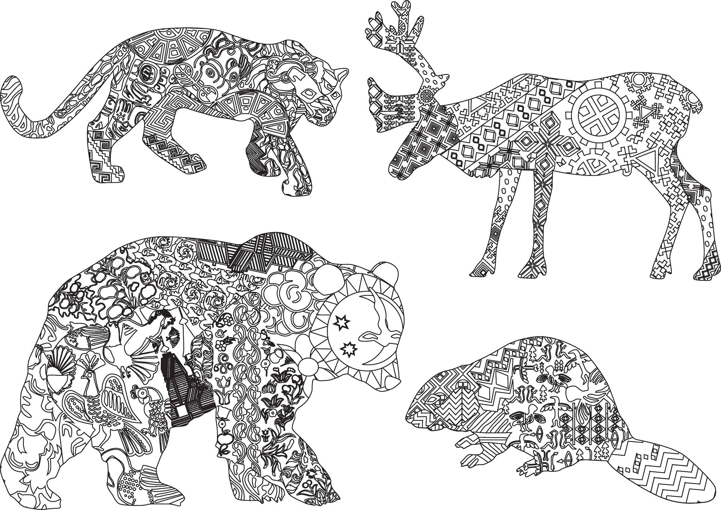 Coloring Animals patterned. Category coloring antistress. Tags:  animals, patterns.