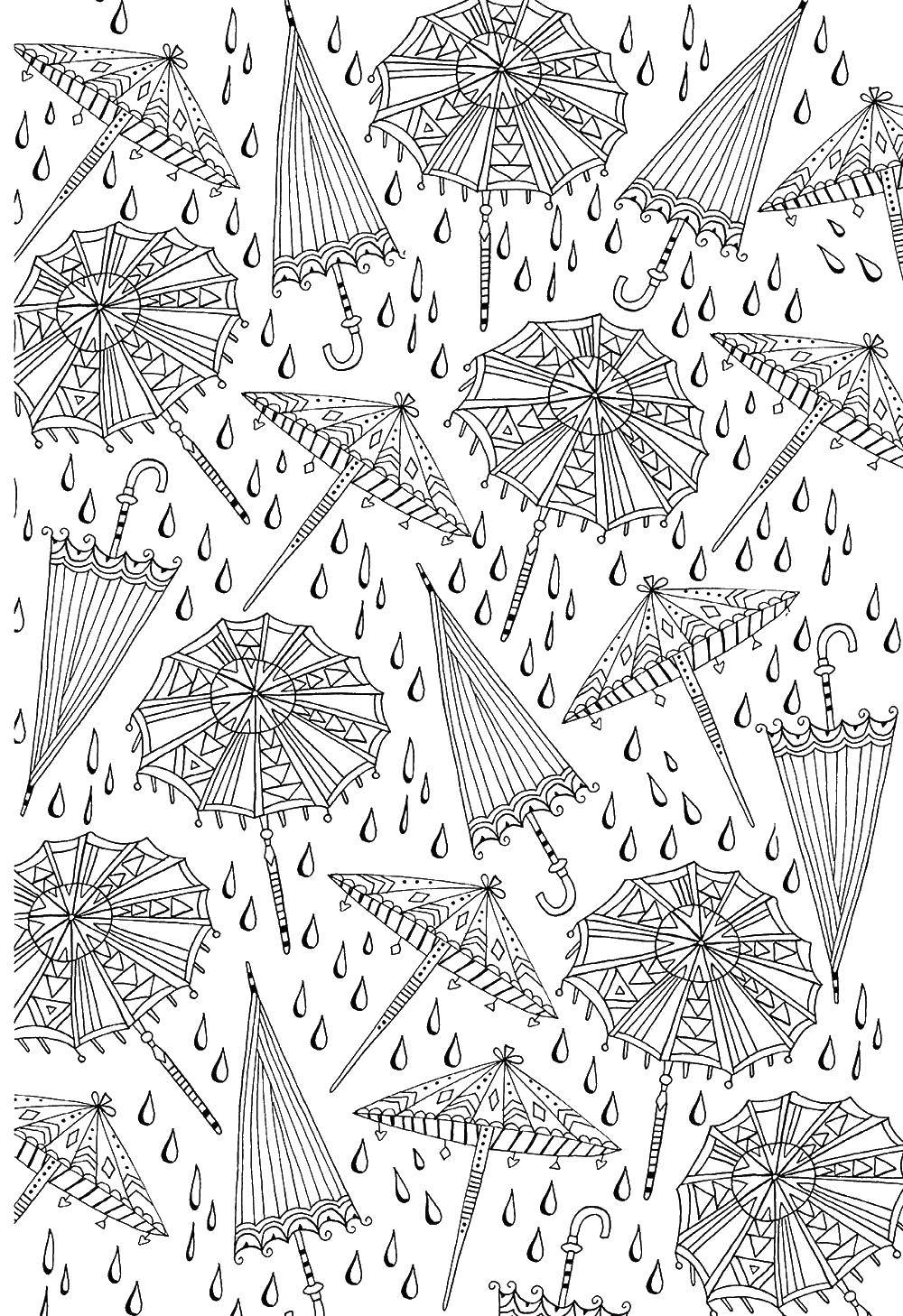 Coloring Umbrellas. Category coloring antistress. Tags:  umbrellas.