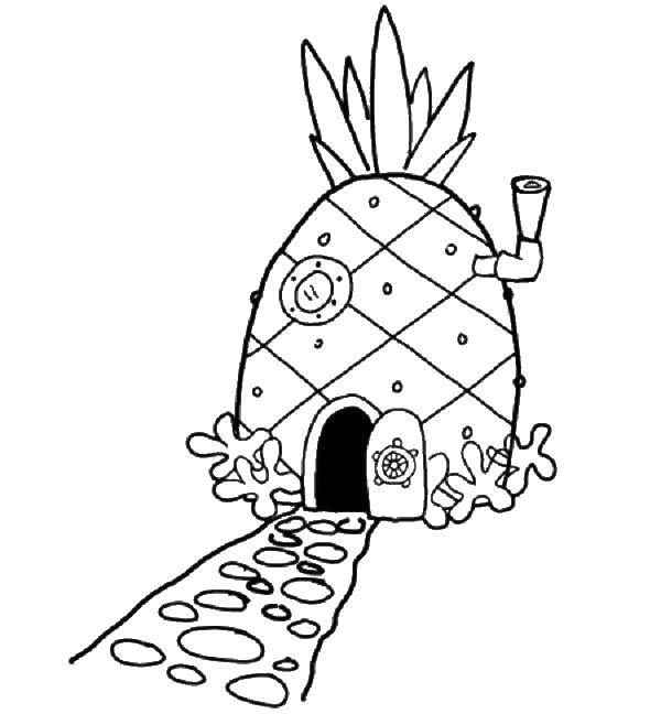 Coloring Pineapple spongebob. Category Spongebob. Tags:  spongebob cartoons, spongebob, pineapple house.