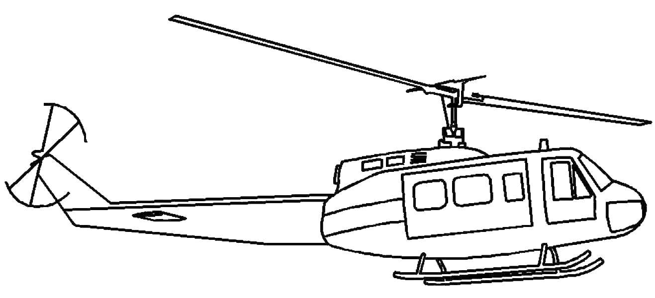 Название: Раскраска Большой вертолет. Категория: самолеты. Теги: вертолет, небо, транспорт.