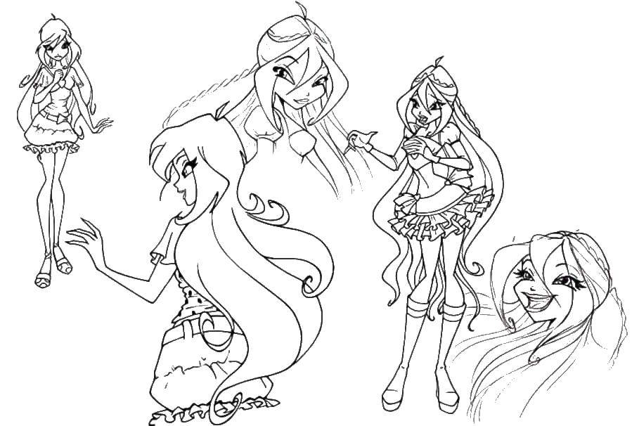 Coloring Girls winx. Category Winx. Tags:  winx, girls, fairies.