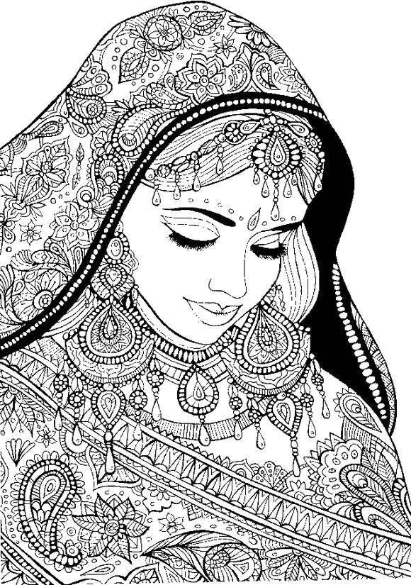 Coloring Girl in Indian relations. Category coloring. Tags:  India.