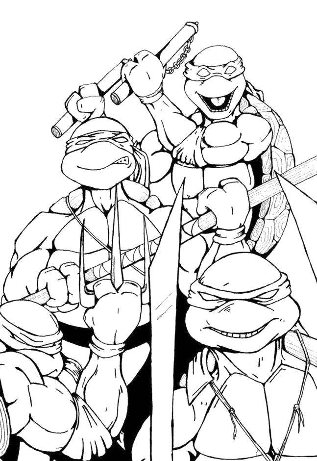 Coloring Donatello, Raphael, Leonardo and Michelangelo. Category Comics. Tags:  Comics, Teenage Mutant Ninja Turtles.