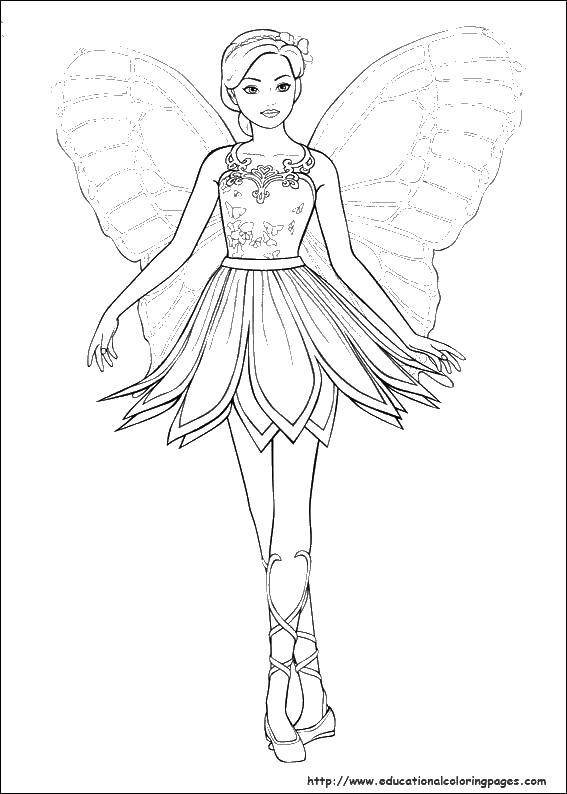 Coloring Fairy ballerina. Category fairies. Tags:  fairies, ballerina, wings.