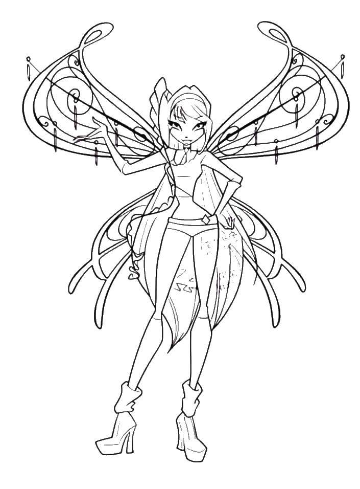 Coloring Flora and wings. Category Winx. Tags:  Flora, fairy, wings.