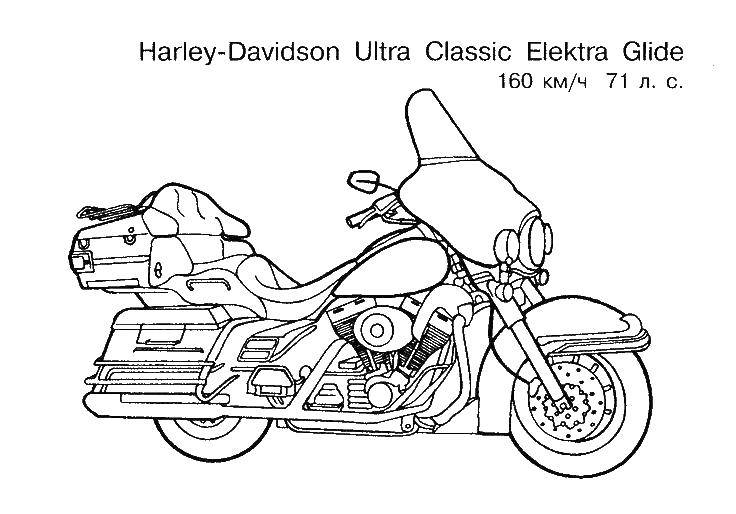 Название: Раскраска Харлей мотоцикл. Категория: мотоцикл. Теги: мотоцикл.