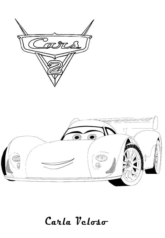 Coloring Carla Veloso from cars 2 cartoon. Category Machine . Tags:  Carl Gongalo, Cars.