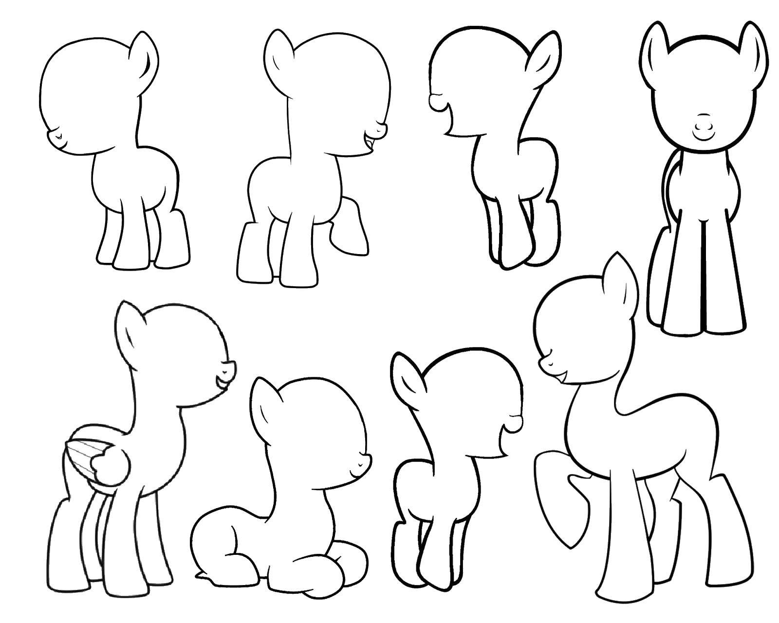 Coloring The contours of the little ponies. Category Outline . Tags:  Outline .