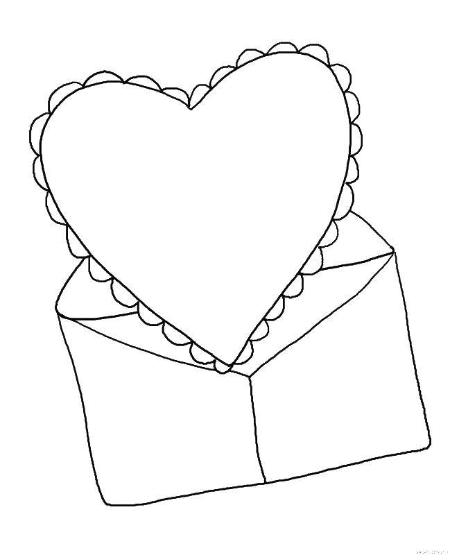 Coloring Envelope with a heart. Category Valentines day. Tags:  Valentines day, love.
