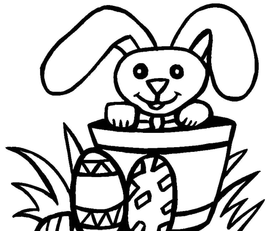 Название: Раскраска Кролик любит пасху. Категория: пасха. Теги: Пасха, яйца, узоры, кролик.