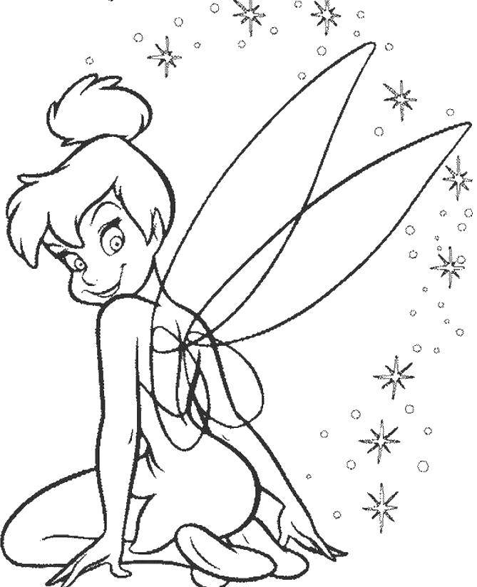 Coloring Wings fairies. Category Disney coloring pages. Tags:  fairy, wings, stars.