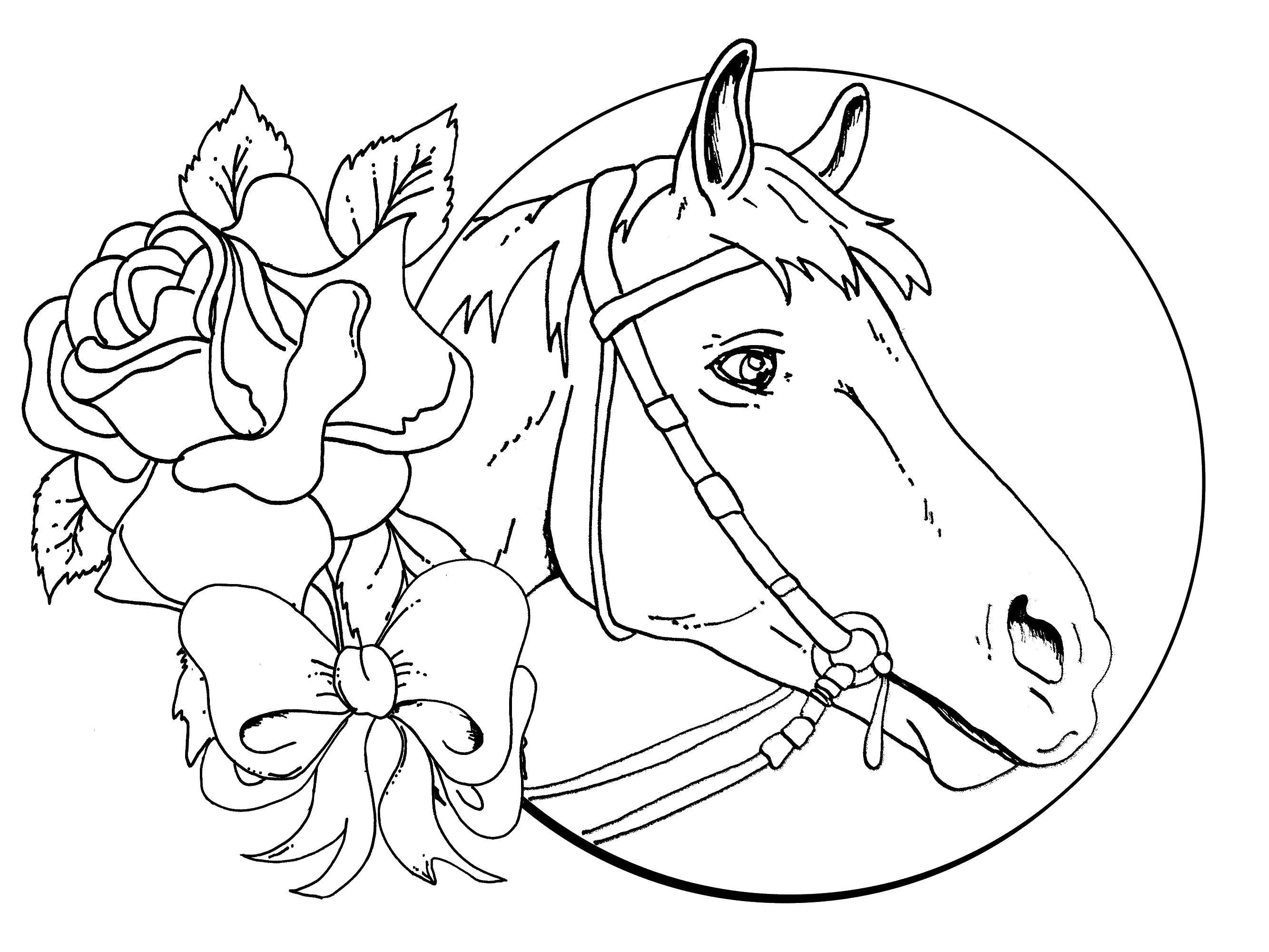 Название: Раскраска Лошадь роза. Категория: лошади. Теги: лошадь, роза, бант.