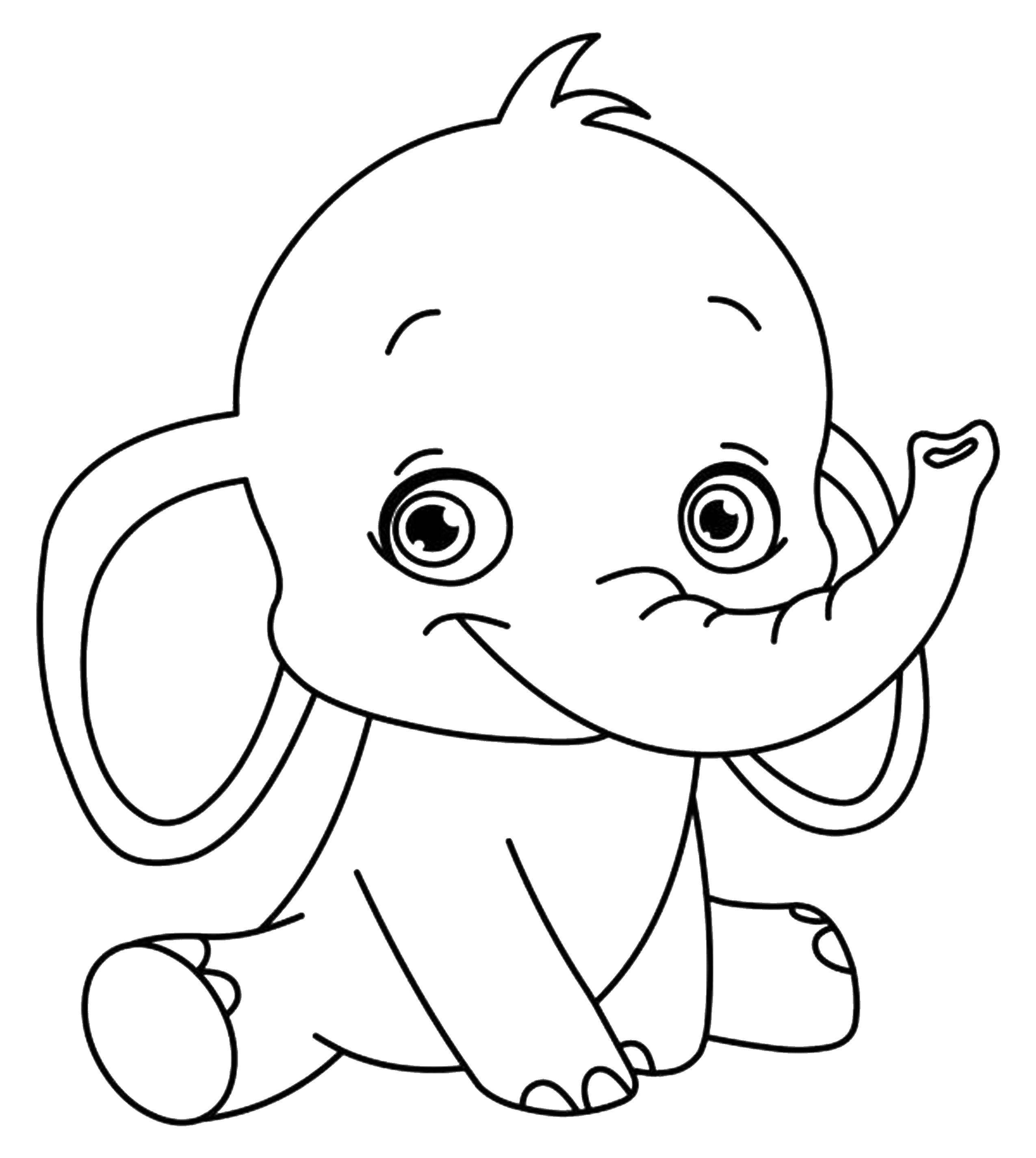 Coloring Little elephant. Category Disney coloring pages. Tags:  elephant, trunk, ears.