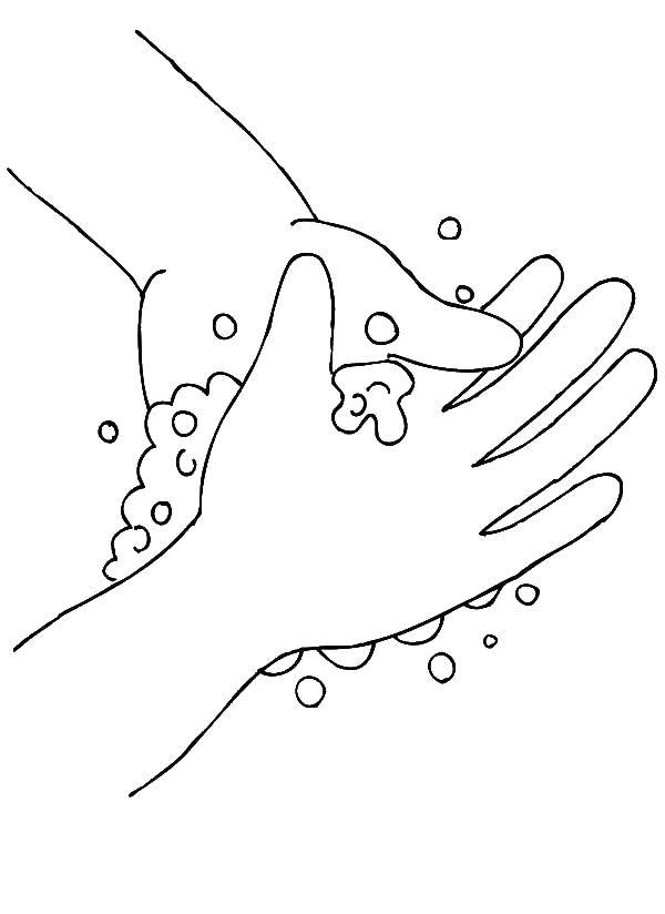 Название: Раскраска Моем руки. Категория: рука. Теги: руки, мытье рук.