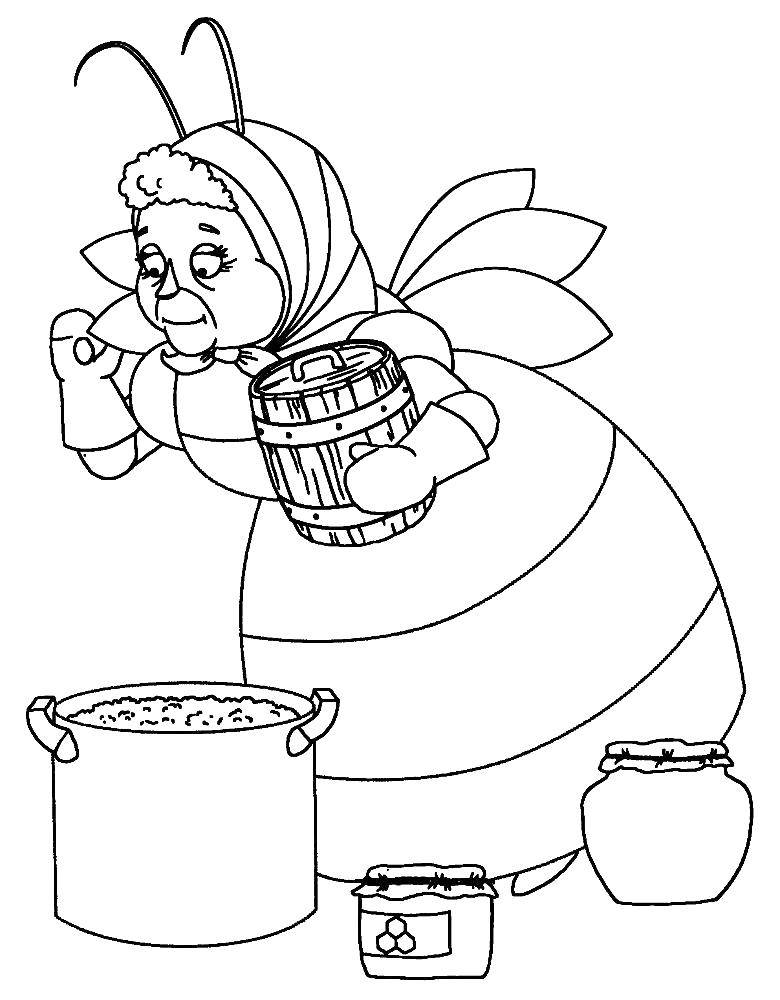 Название: Раскраска Пчёлка делает мёд. Категория: Лунтик. Теги: Пчела, мёд.