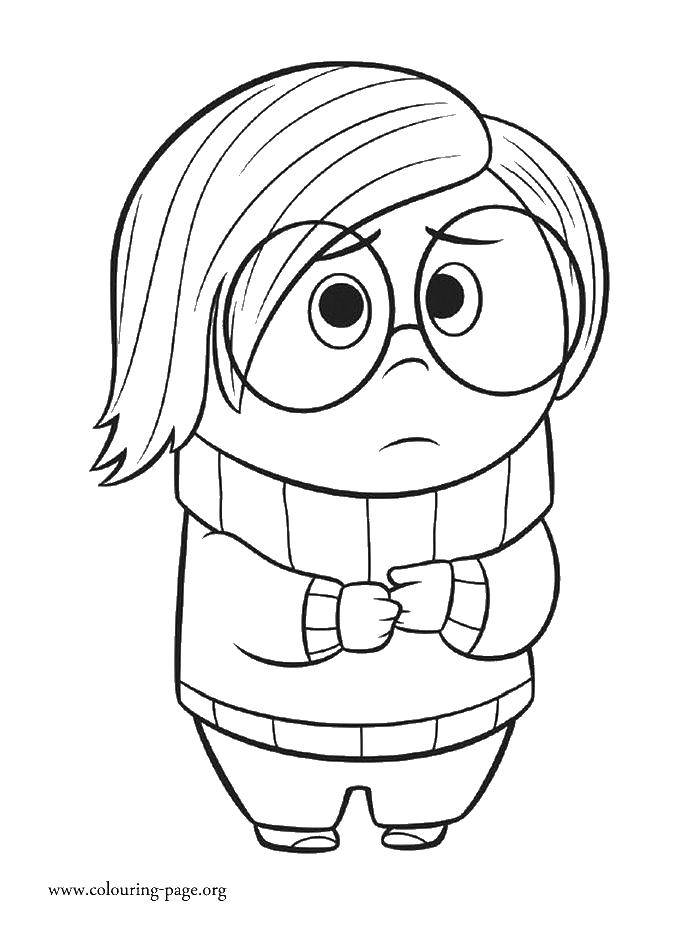 Coloring Sadness. Category Cartoon puzzle. Tags:  sadness, emotions, glasses.