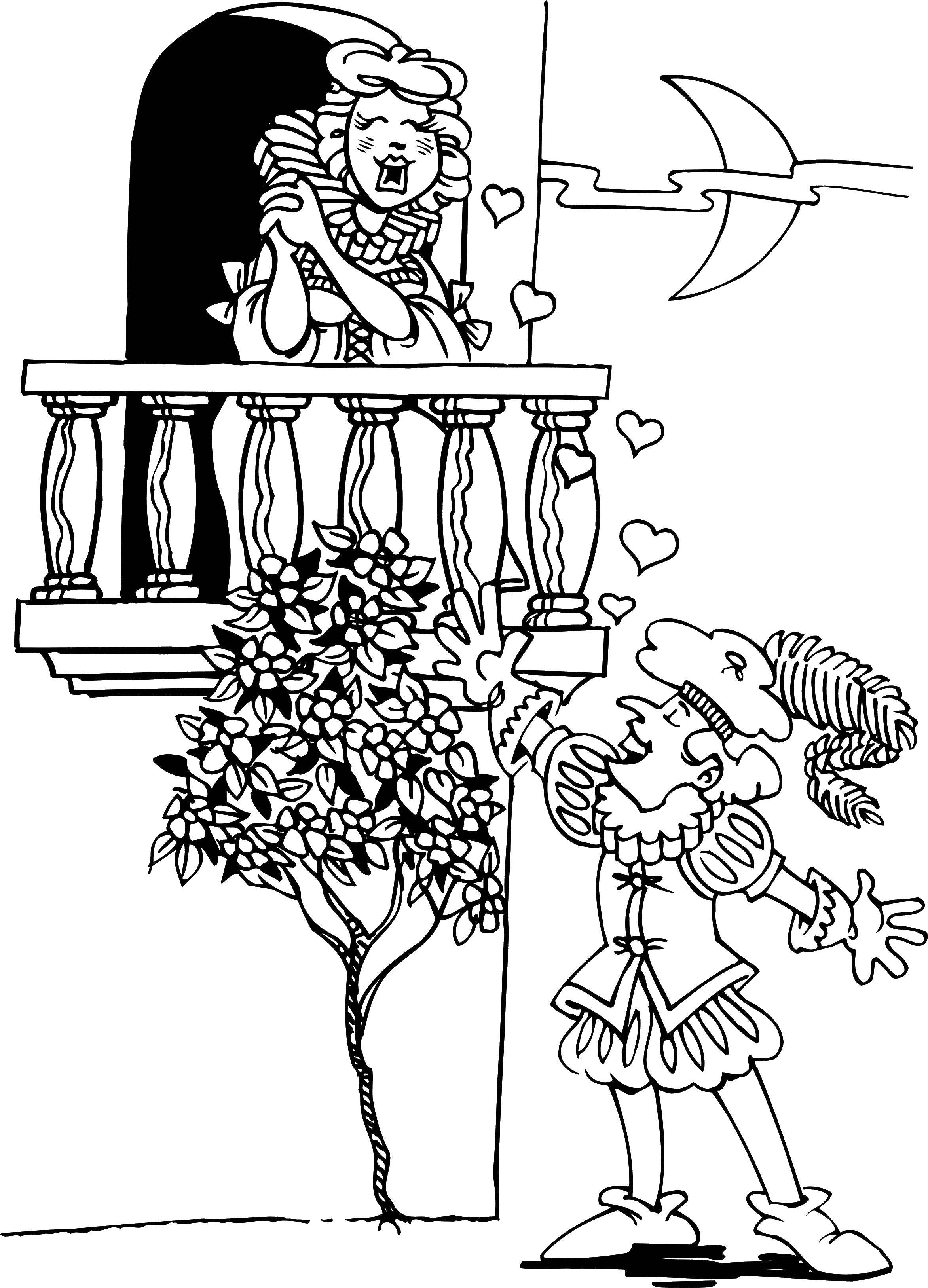 Название: Раскраска Принц поёт серенаду своей принцессе. Категория: день святого валентина. Теги: День Святого Валентина, любовь.