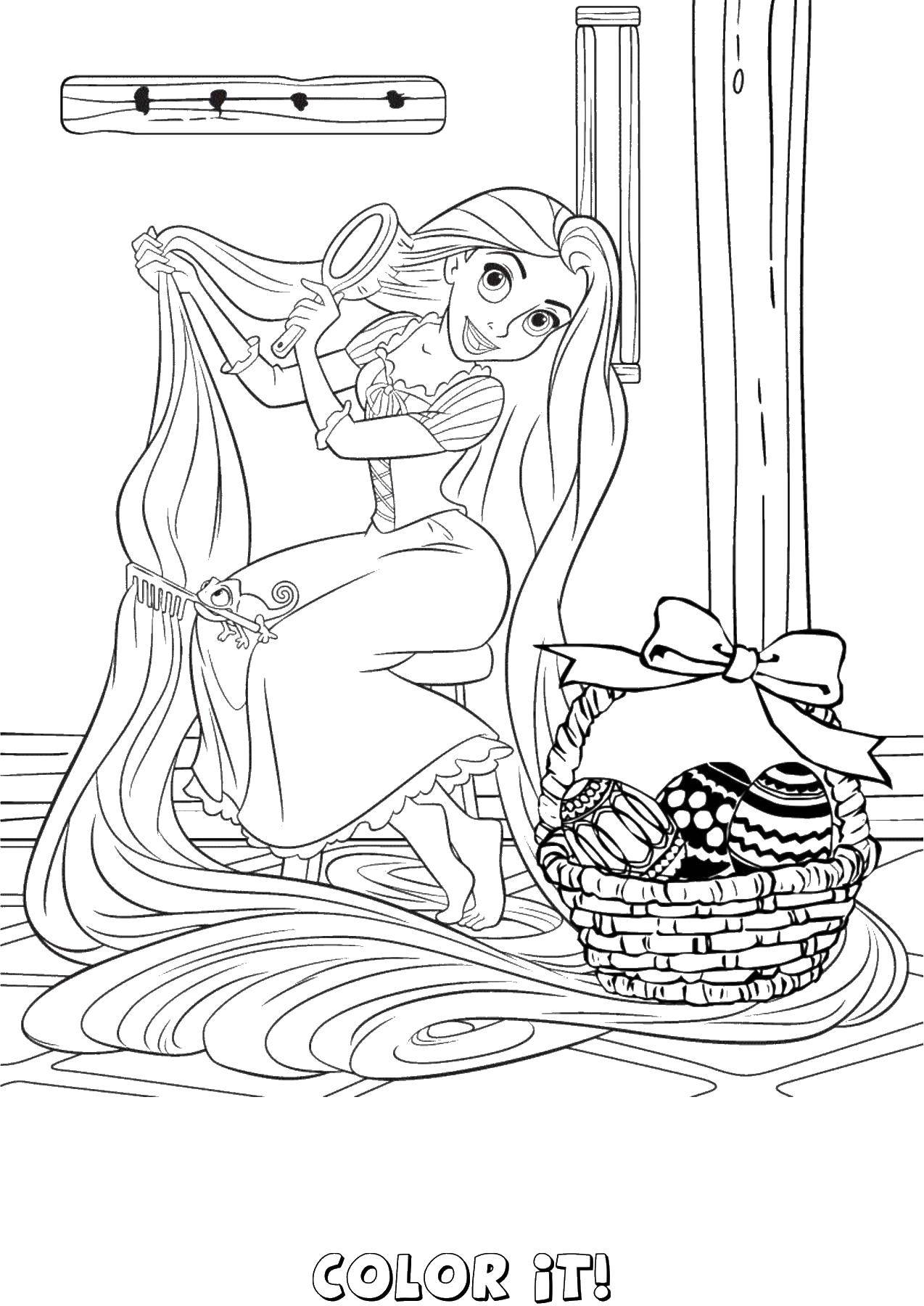 Coloring Rapunzel at Easter. Category Princess. Tags:  Disney, Rapunzel.