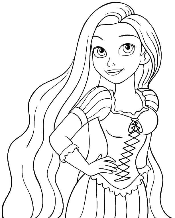 Coloring Rapunzel. Category Disney coloring pages. Tags:  Rapunzel , hair, dress.
