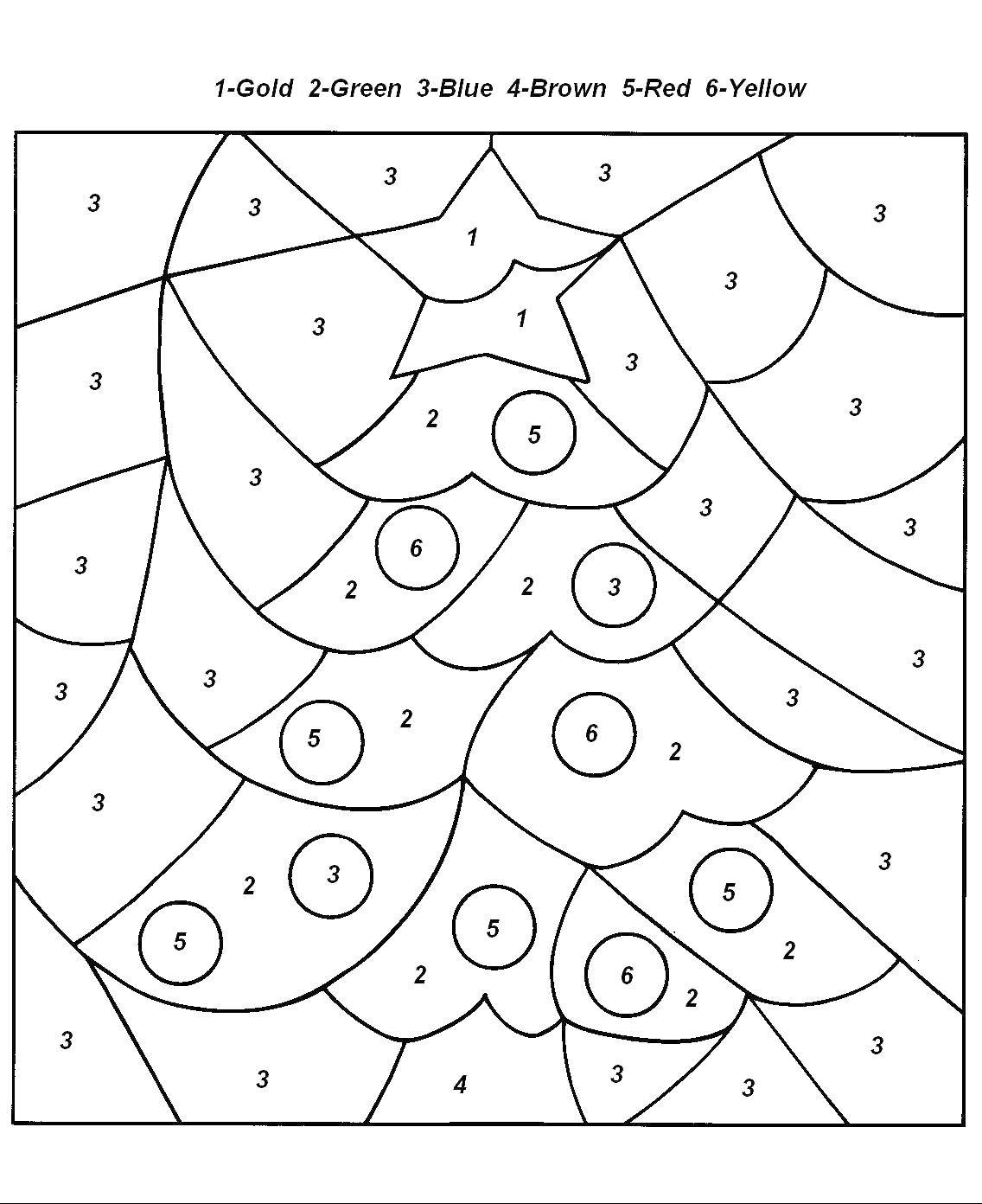 Coloring Color by numbers Christmas tree. Category That number. Tags:  The sample numbers.