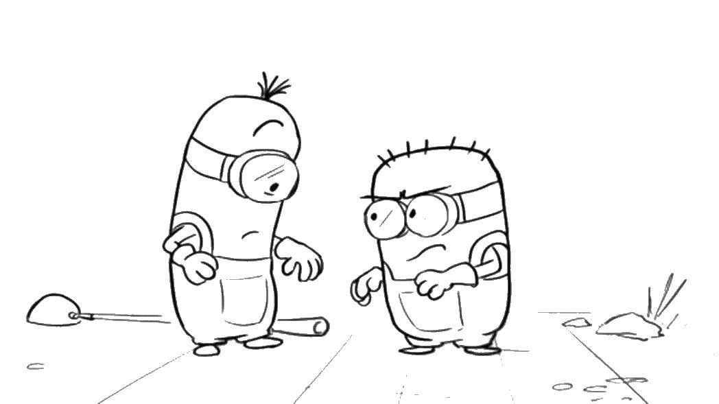 Coloring Confused minions. Category the minions. Tags:  Cartoon character.