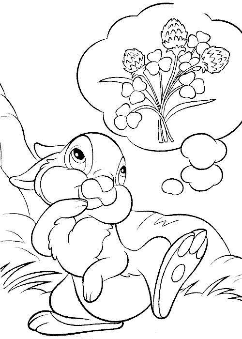 Coloring Pattern Bunny in meadow with dreams. Category Pets allowed. Tags:  hare, rabbit.